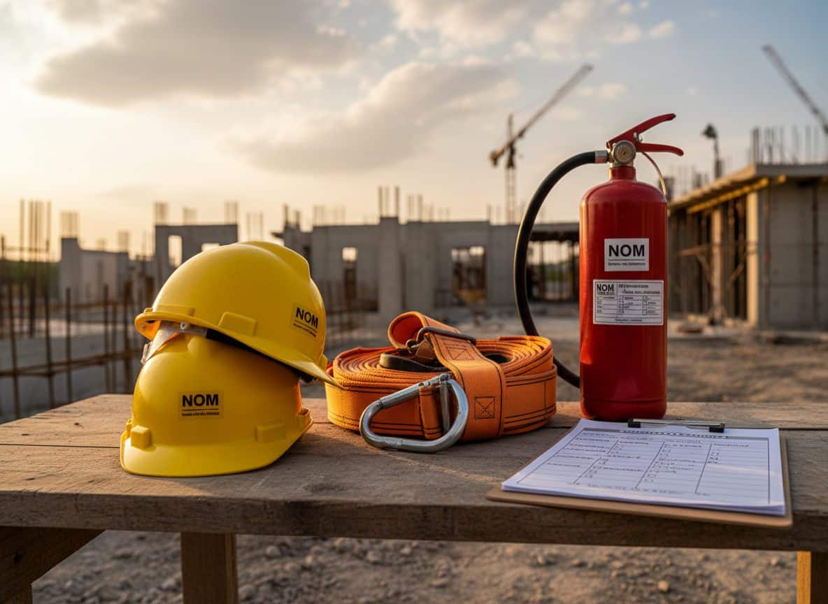 Equipo de seguridad y lista de verificación NOM en obra de construcción en México