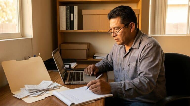 Contratista independiente en Chile llevando su contabilidad en oficina