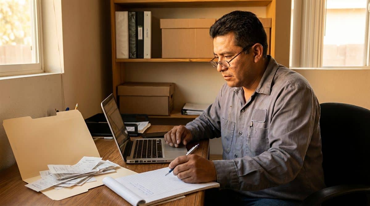 Contratista independiente en Chile llevando su contabilidad en oficina