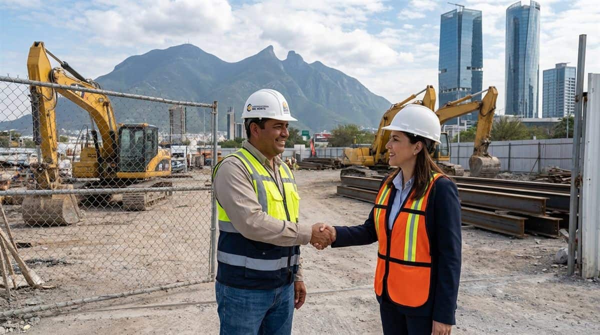 Contratista mexicano firmando documentos de fianza de cumplimiento