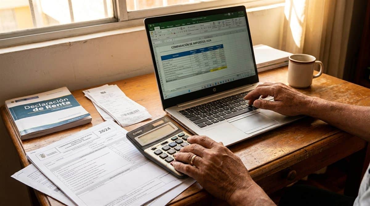 Contratista independiente colombiano calculando impuestos bajo régimen simple Colombia