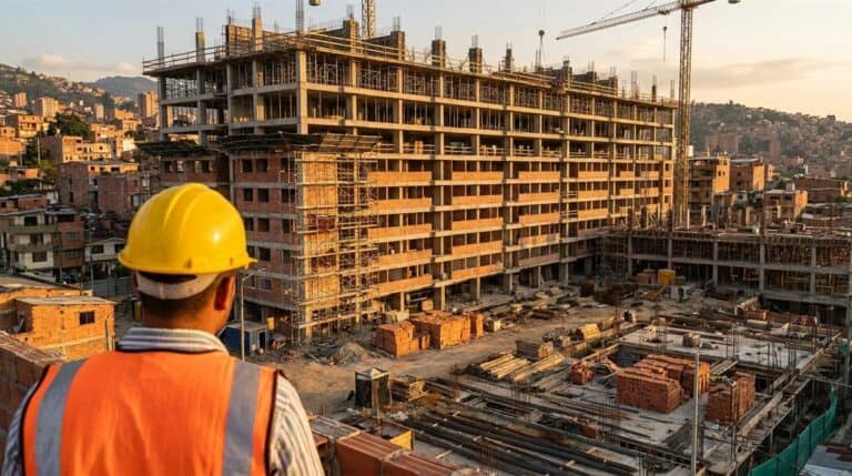 Obra de construcción en Colombia protegida con seguro construcción Colombia póliza TRC